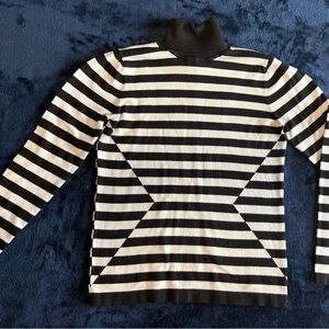 Striped Black and White Turtleneck Sweater Shirt